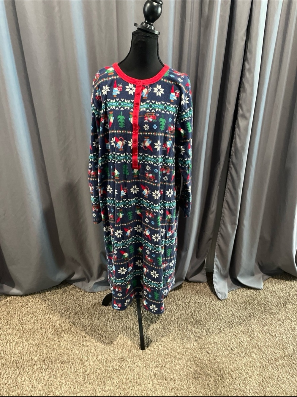 hanna andersson gnome, sweet gnome fair isle Christmas nightgown size XXL